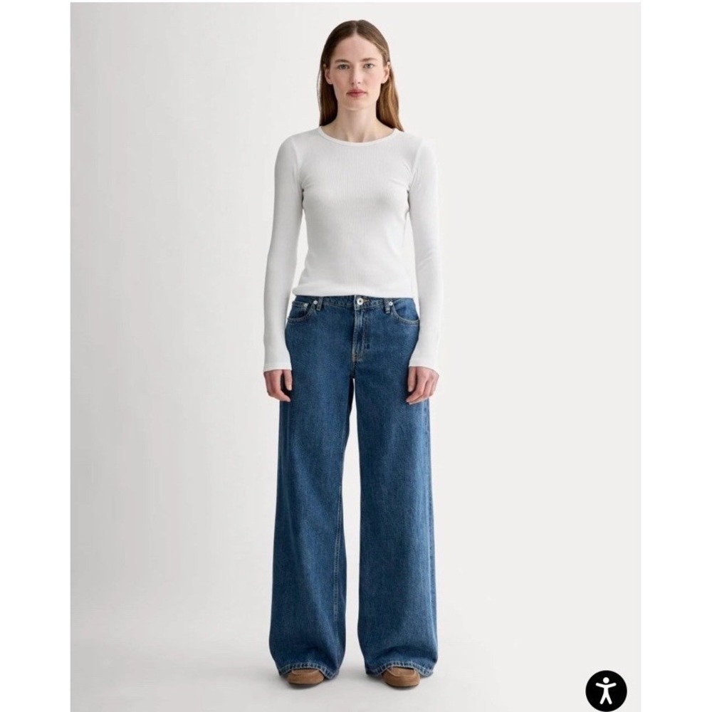 Everlane NWT Supima Cotton Luxe Micro-rib Long Sleeve Crew White Medium - Picture 4 of 8